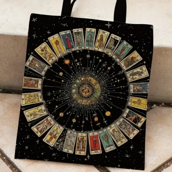 Source Unknown Handbags - Black Tarot Card Tote Bag